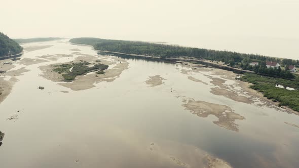 4K Salmon river going downstream - Drone flying - open ocean