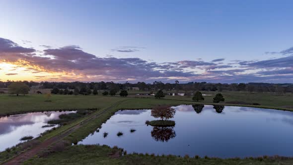 Farm Lake Sunset Hyperlapse