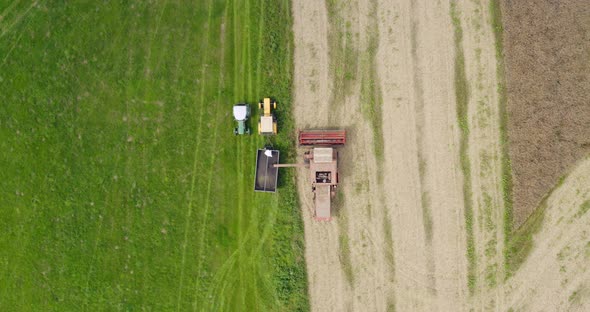 Agriculture Harvester Harvesting Field Aerial View
