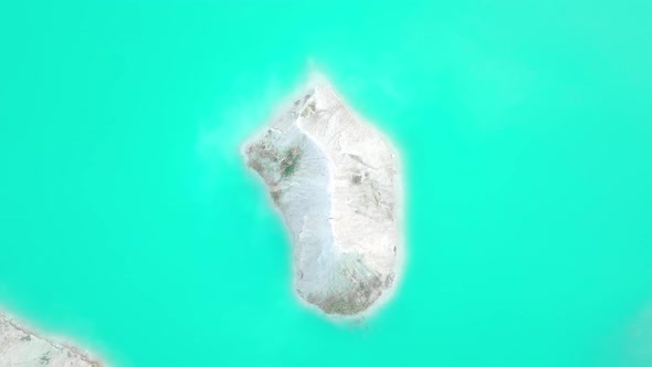 drone. tropical island, turquoise lagoon with crystal clear water.