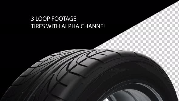 Pack Loop Spinning car tires with alpha channel