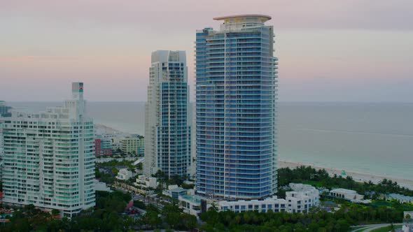 Aerial shot of the Miami waterfront