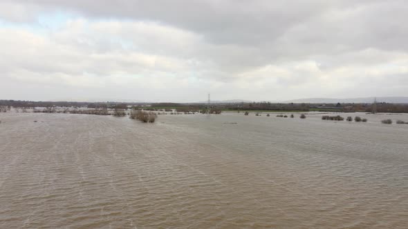 Aerial View of Flooding in the UK During the Winter Causing Devastation alt