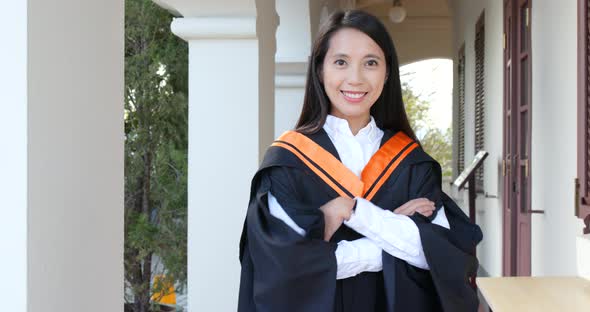 Woman Get Graduation in University Campus