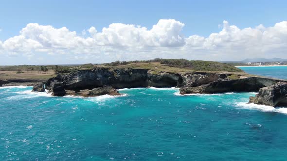 High Angle View of the Massive Cliffs on the Shore of Dominican Republic