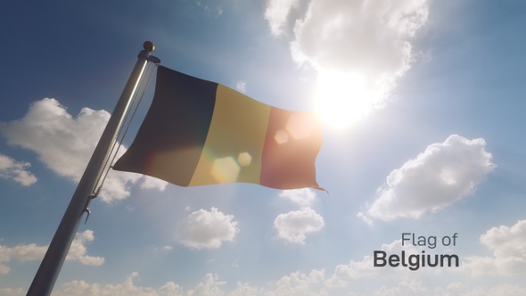 Belgium Flag on a Flagpole V2