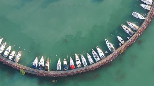 Sailboats From Above In The Harbour