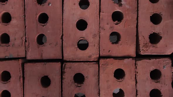 pallets with bricks, building materials