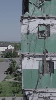 Vertical Video of a House Destroyed By the War in Ukraine