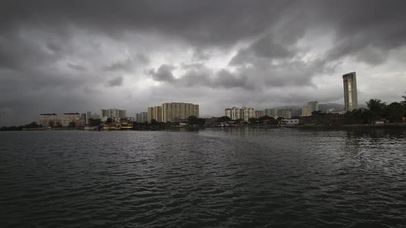 KOMTAR,Penang in the morning with rain dark cloud formed thicker