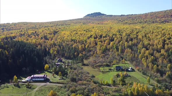 Chalet Tourist Resort Middle Forest Mountain River Bird'seye View