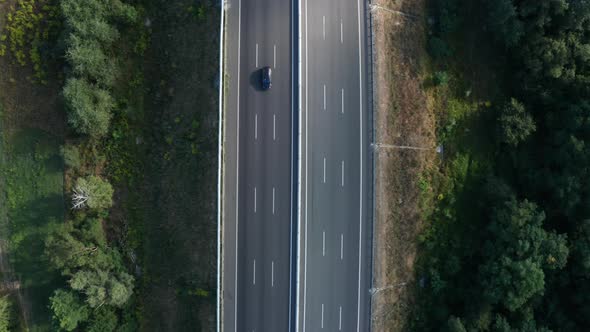 Car Traffic on the Track Section  Top View Static Shot