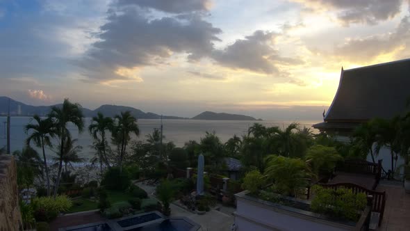 Sunset Time Lapse At A Tropical Ocean Front Villa 