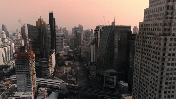 4k Aerial city view of Bangkok dowtnown, Flying over Bangkok, Thailand.