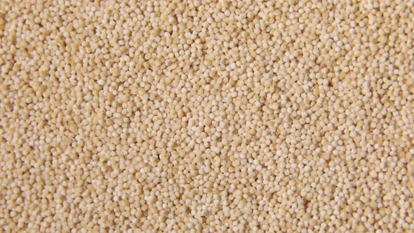 Rotation macro natural dried amaranth seeds, top view,