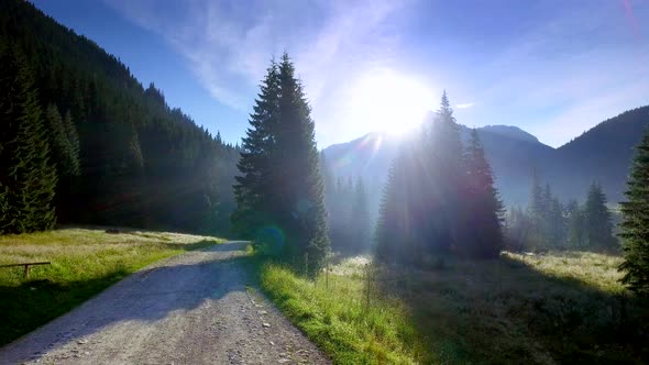 Beautiful valley Chocholowska at sunrise, Tatra Mountains, Poland