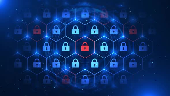 Digital Cyber Security Lock Icon Data Network Protection  alt