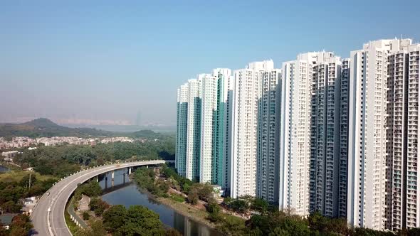 Aerial view of residential district in Hong Kong