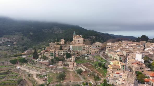 Aerial view of the old resort town Valldemossa