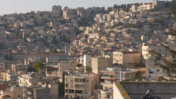 The city of Nazareth with the basilica of the annunciation