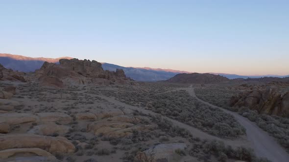 Aerial shot of scenic mountainous desert.