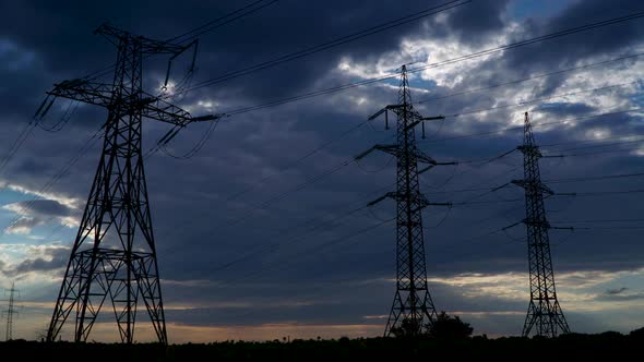 Electricity Pylon with Stormy Sky