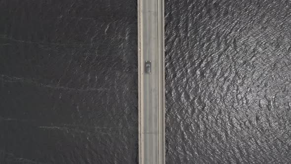 Rippling Water Of Blessington Lake Under Valleymount Bridge At Daytime In Wicklow, Ireland. - aerial