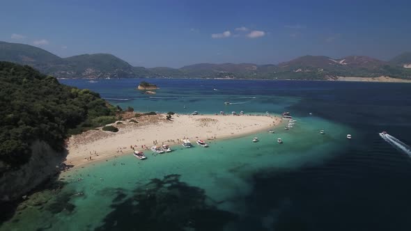 Marathonisi Island (Turtle Island) from drone - Zakynthos, Greece