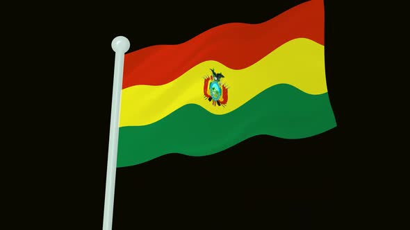 Bolivia Flag Flying Wavy Animated Black Background