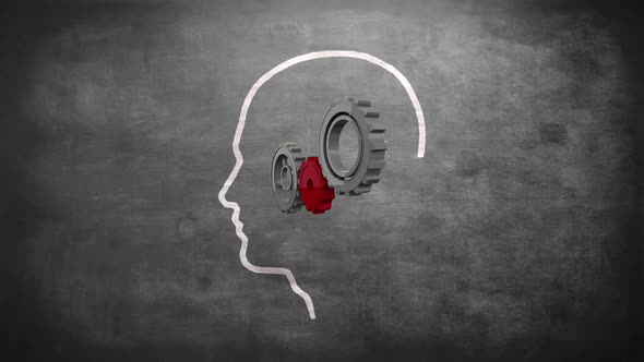 Silhouette of human with gears alt