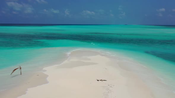 Aerial top view sky of beautiful tourist beach holiday by blue sea with white sand background of jou