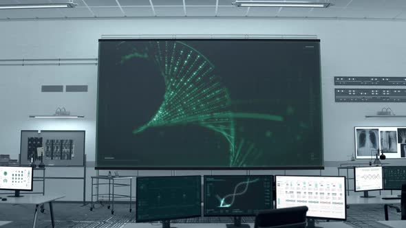 DNA Genetic Examination By High Tech Medical Scanner In Healthcare Clinic alt