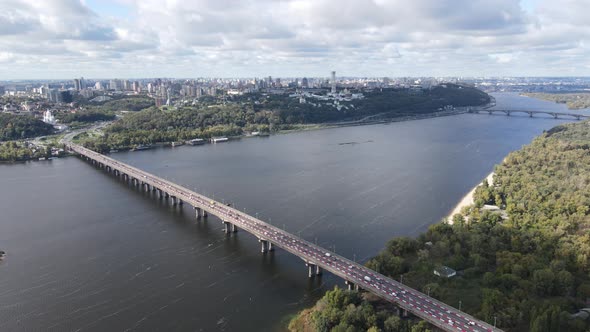 Dnipro River Near Kyiv City, Ukraine Aerial View. Dnieper, Kiev