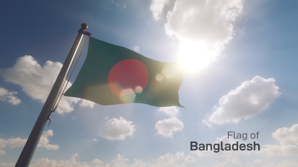Bangladesh Flag on a Flagpole V2