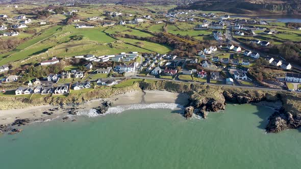 Aerial Shot of the Sunny Rocky Coast of Portnablagh Co