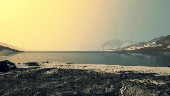 Coastline of Antarctica with Stones and Ice