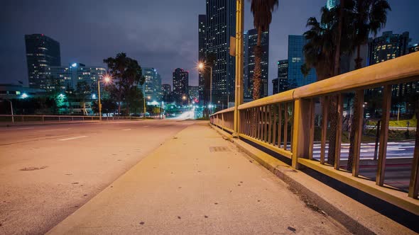 Time Lapse of traffic running through downtown Los Angeles