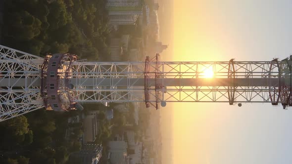 Vertical Video  TV Tower in the Morning at Dawn in Kyiv Ukraine