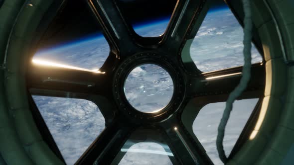 Cockpit View From International Space Station Operating Nearby of Planet Earth alt