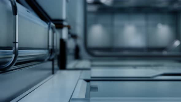 3D Rendering of Realistic Sci-fi Spaceship Corridor alt