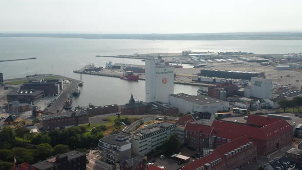 Aerial View of Esbjerg Harbor the Primary Port for Oil and Gas Sector and Leading for Offshore Wind