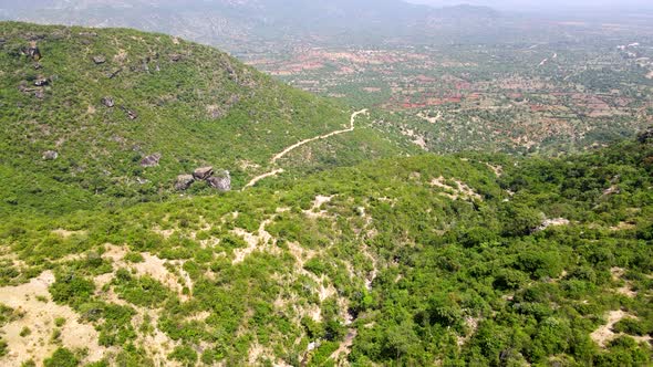 Drone view of West Pokot, North Rift  -Kenya -:green raining season on the north dry parts of  Kenya