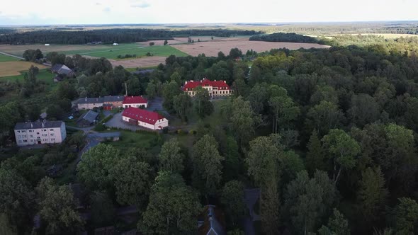 Dikli Palace and Park. Old Manor at City Valmiera, Latvia.