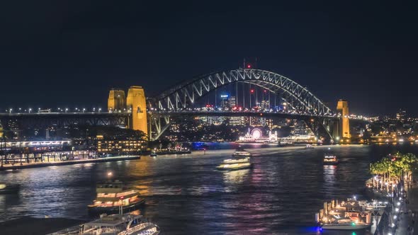 Sydney Harbour Bridge at night timelapse