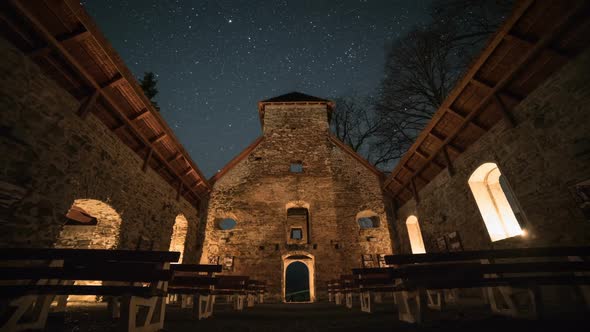 Starry Night in Historic Church Ruin