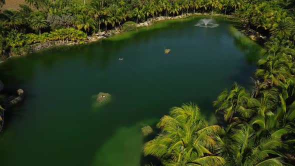 Aerial view of an artificial lake in homestead florida tropical vibes