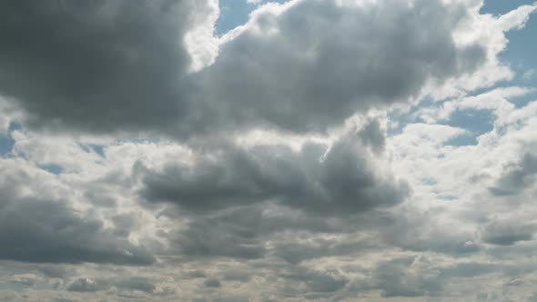 Dramatic Storm Clouds Move Smoothly in the Blue Sky. Timelapse