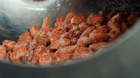 Fried Almond in Sugar Production of Sugared Nuts