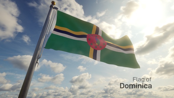 Dominica Flag on a Flagpole