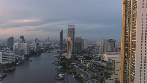 Bangkok Thailand Aerial City View Drone Footage over the City.